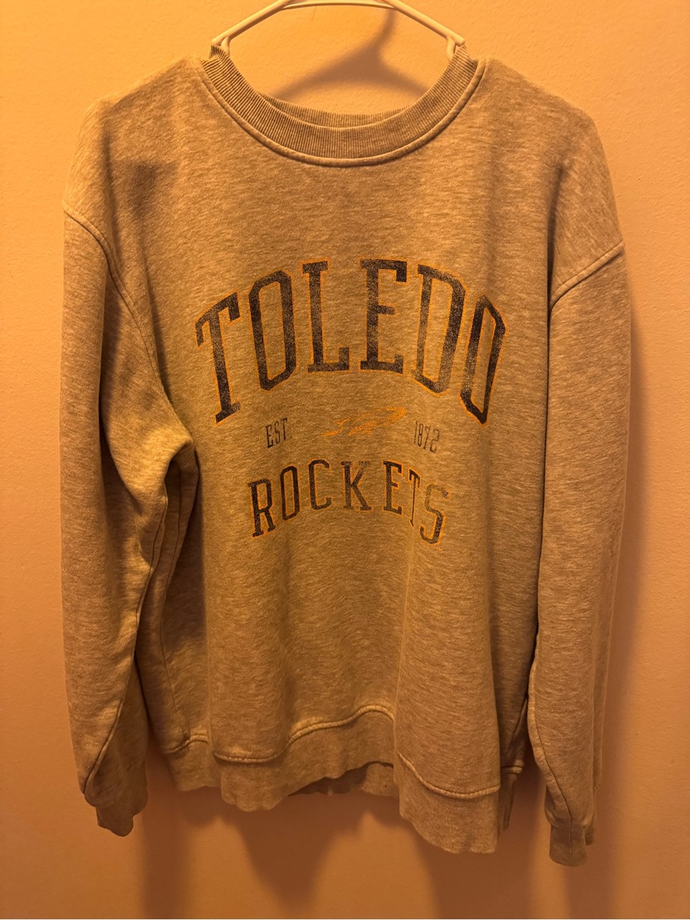 Champion Toledo Rockets Crewneck Sweatshirt - Heather Gray with Yellow Accent